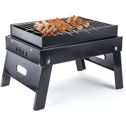  GANFANREN Barbecue Grill, Wood Burning Campfire Stove Folding Metal Material Mini Barbecue Grill