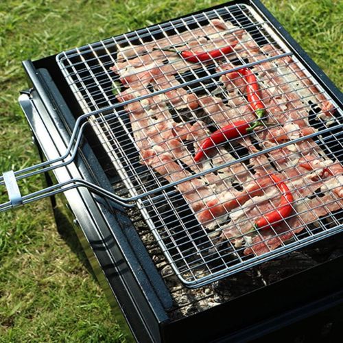  GANFANREN Barbecue Grill, Wood Burning Campfire Stove Folding Metal Material Mini Barbecue Grill