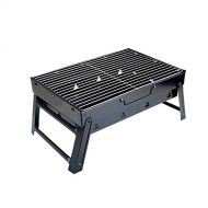 GANFANREN Black Camping Stove, Wood Burning Grill, Portable Folding Stainless Steel Modern Travel Grill