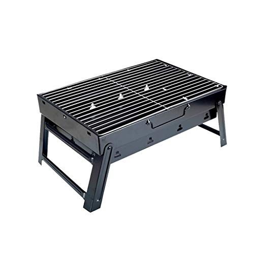  GANFANREN Black Camping Stove, Wood Burning Grill, Portable Folding Stainless Steel Modern Travel Grill