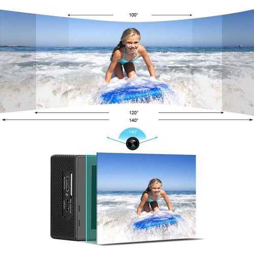  GANJOY Action Camera, 12MP 1080P 2 inch LCD Screen, Waterproof Sports Cam 120 Degree Wide Angle Lens, 30m Sport Camera DV Camcorder with with 2 Rechargeable Batteries and Mounting Accesso