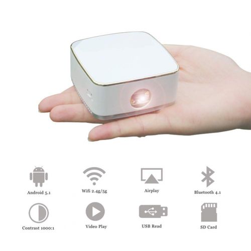  GAO Projector,Mini Portable WiFi Bluetooth Projector, 1080P DLP Video LED Pocket Micro Multimedia Home Theater Movie Beamer,White