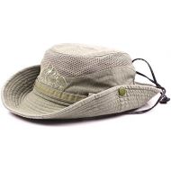 [아마존베스트]AoJuy Mens Cotton Embossed Hat, Outdoor Sun Protection Wide Brim Foldable Jungle Hat Fishing Hat for Fishing Hiking