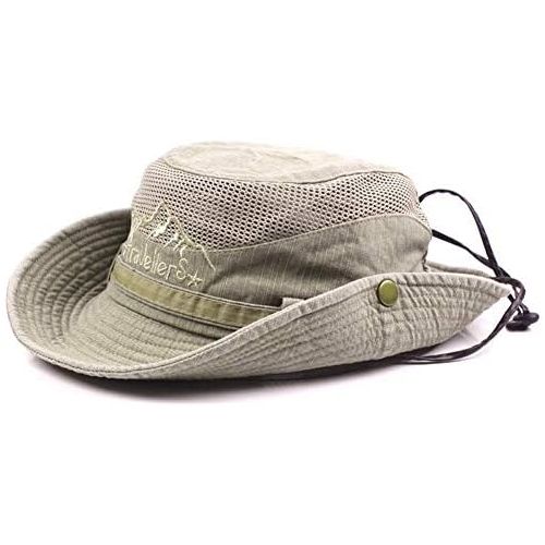  [아마존베스트]AoJuy Mens Cotton Embossed Hat, Outdoor Sun Protection Wide Brim Foldable Jungle Hat Fishing Hat for Fishing Hiking