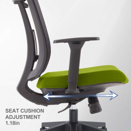  GAOAG 2019 New Mesh Office Chair with Hanger Ergonomic High Back Comfortable Lumbar Support Desk Chair Armrest Headrest Cushion Adjustable Black Green