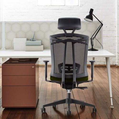  GAOAG 2019 New Mesh Office Chair with Hanger Ergonomic High Back Comfortable Lumbar Support Desk Chair Armrest Headrest Cushion Adjustable Black Green