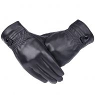GAOFENG-Gloves Gloves Leather Male Winter Thicken Velvet Keep Warm Touch Screen Black Outdoor Cycling Riding Cold Protection GAOFENG