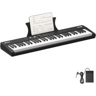 61 Key Keyboard Piano, Protable Electric Semi-Weighted Piano Keyboard for Beginner/Professional, With Power Supply, Built In Speakers, Pedal, Perfect for Birthday or Christmas(without stand)