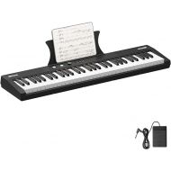 61 Key Keyboard Piano, Protable Electric Semi-Weighted Piano Keyboard for Beginner/Professional, With Power Supply, Built In Speakers, Pedal, Perfect for Birthday or Christmas(without stand)