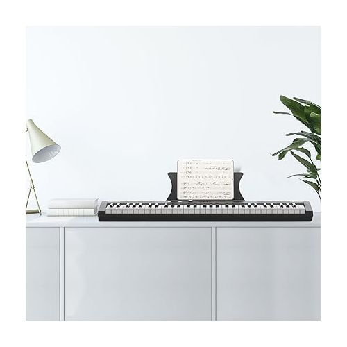  61 Key Keyboard Piano, Protable Electric Semi-Weighted Piano Keyboard for Beginner/Professional, With Power Supply, Built In Speakers, Pedal, Perfect for Birthday or Christmas(without stand)