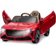 12V Ride on Car, GAOMON Licensed Bentley Bacalar Kids Electric Car w/Parent Remote Control, 3 Speeds, Scissor Doors, Music, LED, Kids Cars to Drive Battery Powered Wheels Gift for Boys Girls (Red)