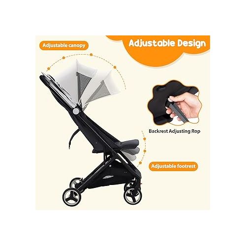  GAOMON Lightweight Stroller, Compact One-Hand Fold Travel Stroller for Airplane Friendly, Reclining Seat and Canopy