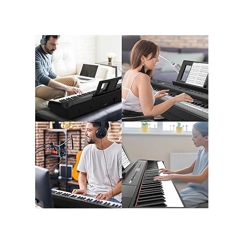  Digital Piano, Full Size 88 Key Weighted Hammer Keyborad Piano, Portable Electric Keyboard Piano for Beginner/Adults with Sustain Pedal, Power Supply, And Built in Speakers (With Wood Stand)