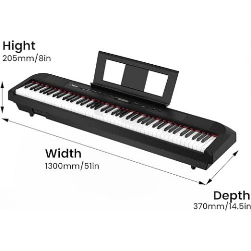  Digital Piano, Full Size 88 Key Weighted Hammer Keyborad Piano, Portable Electric Keyboard Piano for Beginner/Adults with Sustain Pedal, Power Supply, And Built in Speakers (Without Stand)