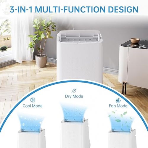  Portable Air Conditioners 14000BTU with Remote Control, Cools up to 700 Sq.ft, 3-in-1 Mini Standing AC Unit Cooling, Dehumidification, Fan, with Digital Display, Fast Cooling, Indoor Use, White