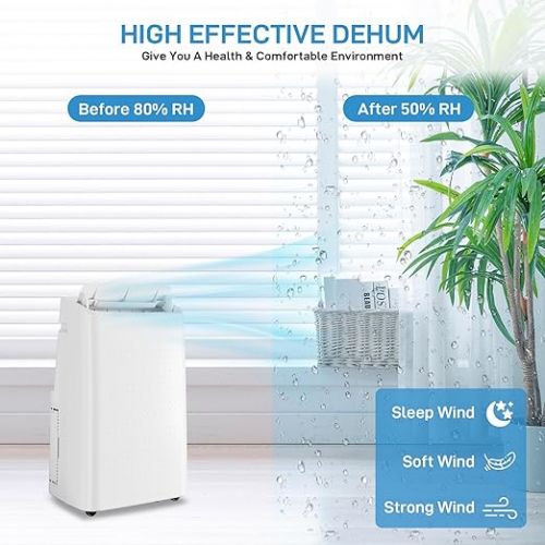  Portable Air Conditioners 14000BTU with Remote Control, Cools up to 700 Sq.ft, 3-in-1 Mini Standing AC Unit Cooling, Dehumidification, Fan, with Digital Display, Fast Cooling, Indoor Use, White