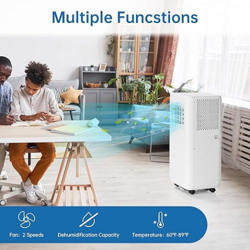  Portable Air Conditioners 10000BTU with Remote Control, Cools up to 400 Sq.ft, 3-in-1 Mini Standing AC Unit Cooling, Dehumidification, Fan, with Digital Display, Fast Cooling, Indoor Use, White