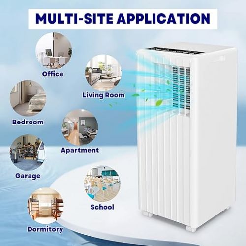  Portable Air Conditioners 8000BTU with Remote Control, Cools up to 250 Sq.ft, 3-in-1 Mini Standing AC Unit Cooling, Dehumidification, Fan, with Digital Display, Fast Cooling, Indoor Use, White