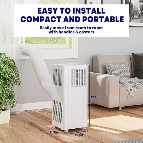  Portable Air Conditioners 8000BTU with Remote Control, Cools up to 250 Sq.ft, 3-in-1 Mini Standing AC Unit Cooling, Dehumidification, Fan, with Digital Display, Fast Cooling, Indoor Use, White