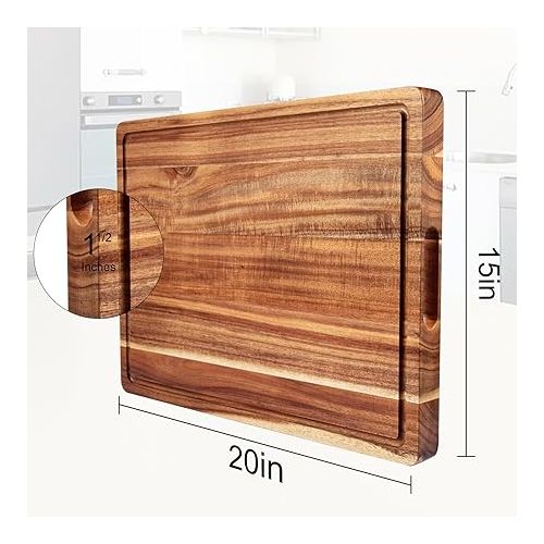 20 Inch Large Acacia Wood Cutting Board 1.5