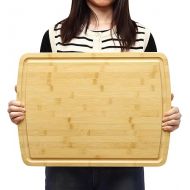 GAOMON Extra Large Organic Bamboo Cutting Board, Meal Prep & Serving Wooden Cutting Board for Kitchen, Chopping Butcher Block With Juices Groove for Turkey, Meat, Vegetables, Bbq, 20 x 15 In