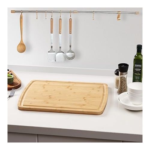  GAOMON Extra Large Organic Bamboo Cutting Board, Meal Prep & Serving Wooden Cutting Board for Kitchen, Chopping Butcher Block With Juices Groove for Turkey, Meat, Vegetables, Bbq, 20 x 15 In
