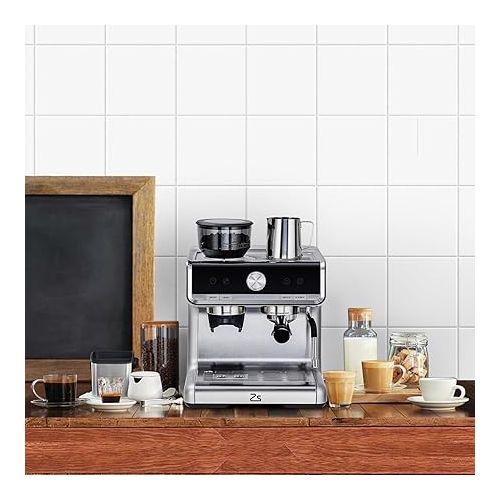  GAOMON Espresso Machine, 20 Bar Professional Coffee Maker with Grinder and Milk Frother Steam Wand, 2.8L Water Tank for Latte, Cappuccino, 1450W