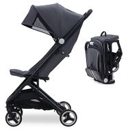 GAOMON Lightweight Stroller, Compact One Hand Fold Travel Stroller for Airplane Friendly, Reclining Seat and Canopy, Smooth Suspension, Travel System Ready, Black