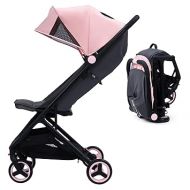 GAOMON Lightweight Stroller, Compact One Hand Fold Travel Stroller for Airplane Friendly, Reclining Seat and Canopy, Smooth Suspension, Travel System Ready, Pink