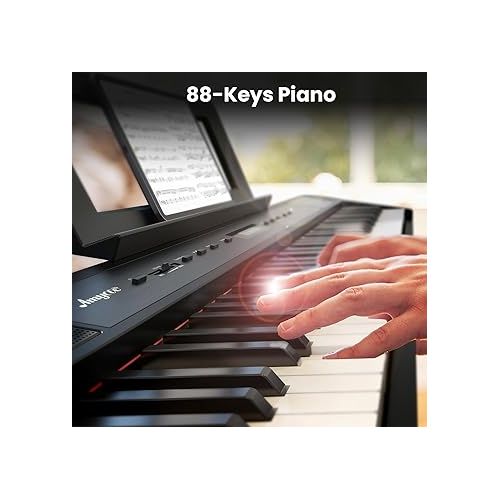  Portable 88 Keys Weighted Digital Piano for Beginner, Electric Piano with Furniture Stand