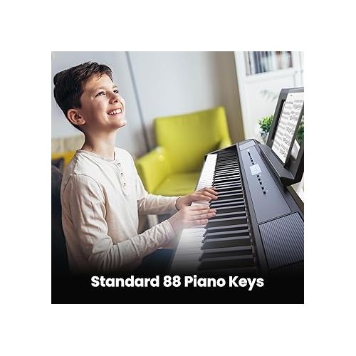  Portable 88 Keys Weighted Digital Piano for Beginner, Electric Piano with Furniture Stand