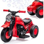 GAOMON Kids Electric Motorcycle with Bubble Function, 6V Battery Powered Ride On Motorbike Toy w/LED Headlights, Forward/Reserve, Music, Pedal, 3 Wheels Bubble Car for Kids 3 and Up Boys Girls, Red