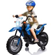 Electric Kids Ride-on Motorcycle Licensed Honda, 6V Motorbike with Training Wheels, Rechargeable Battery, Headlight, Engine Sounds, Gift for Children Girls Boys, Blue