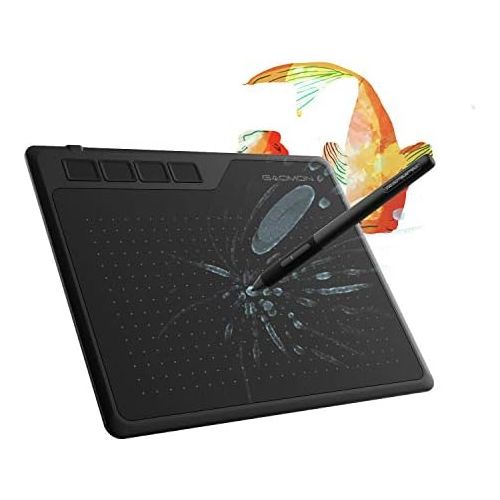  [아마존베스트]GAOMON S620 tablet 6.5 x 4 inches (diagonal: 7.6 inches) graphic tablet (with 4 express buttons) with battery-free pen, Black