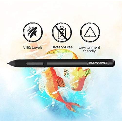  [아마존베스트]GAOMON S620 tablet 6.5 x 4 inches (diagonal: 7.6 inches) graphic tablet (with 4 express buttons) with battery-free pen, Black