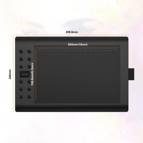  [아마존베스트]GAOMON 10 x 6 Inch Professional Graphic Tablet with 12+16 Programming Buttons - Compatible with Windows / Mac - M106K