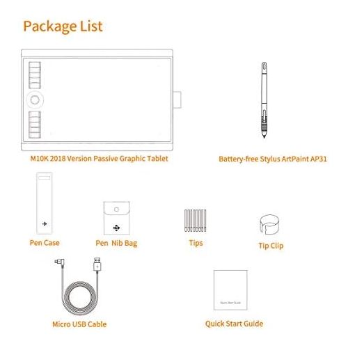  [아마존베스트]GAOMON M10K Version Pen Tablet -10 x 6.25 Inch Graphic Tablet with 8192 Pressure Sensitivity Level Battery-Free Pen