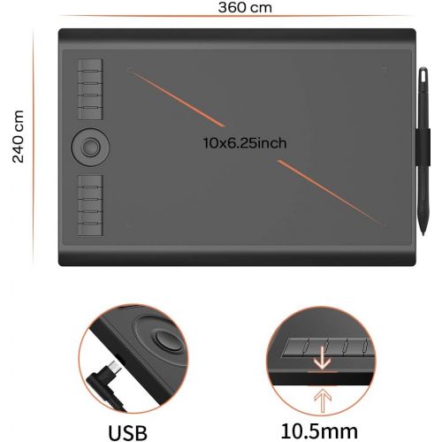  [아마존베스트]GAOMON M10K Version Pen Tablet -10 x 6.25 Inch Graphic Tablet with 8192 Pressure Sensitivity Level Battery-Free Pen