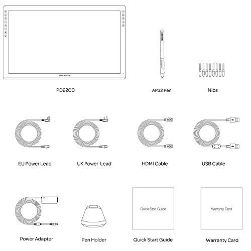  [아마존베스트]GAOMON PD2200-22 Full HD Graphic Display with Integrated Stand and Battery-free AP32 Pen with Tilt Detection, Compatible with Windows & Mac