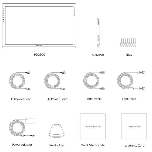  [아마존베스트]GAOMON PD2200-22 Full HD Graphic Display with Integrated Stand and Battery-free AP32 Pen with Tilt Detection, Compatible with Windows & Mac