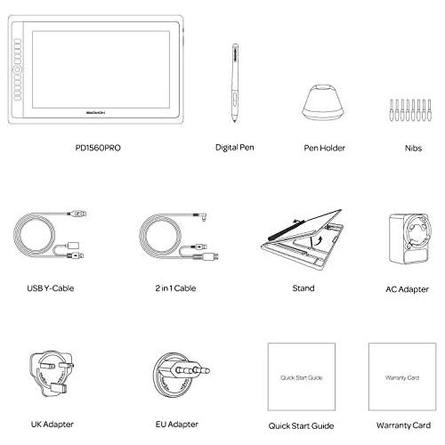  [아마존베스트]GAOMON PD156PRO 15.6-inch Laminated Graphic Display with 88% NTSC Colour Space (Dial Function, Anti-reflection Coating, Battery Free Pen with Tilt Detection, Compatible with Window