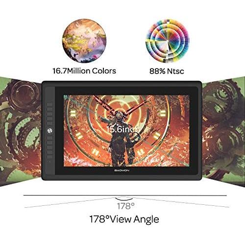  [아마존베스트]GAOMON PD156PRO 15.6-inch Laminated Graphic Display with 88% NTSC Colour Space (Dial Function, Anti-reflection Coating, Battery Free Pen with Tilt Detection, Compatible with Window