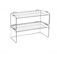 GAOYANGtiaoliaojia GAOYANG Sauce Rack, Dish Rack, Kitchen Storage Rack, Single Layer Spice Rack, Stainless Steel Kitchen Shelves, Floor Multi-layer Stackable,Drain Rack (Color : Silver, Size : L)