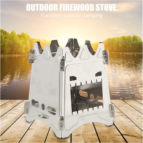  GAOZ Outdoor Wood Stove Stainless Steel Firewood Stove Picnic Tool Carrying BBQ Camp Hiking Stand BBQ Tools for Outdoor Camping Tool