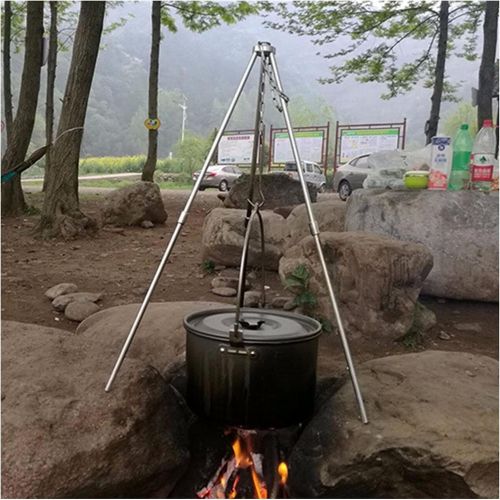  GAOZ Outdoor Wood Stove Outdoor Camping Barbecue Tripod Hanging Pot Hiking Survival Home Picnic Fire Stand Cooking Telescopic Tripod