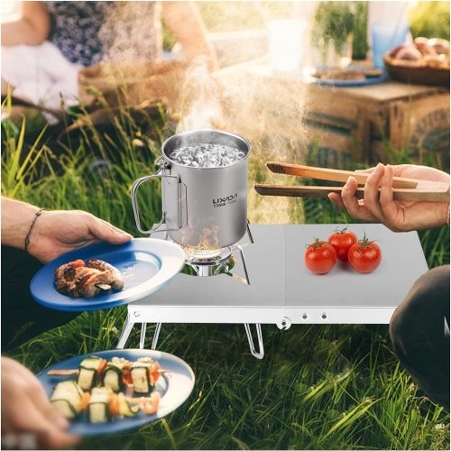  GAOZ Outdoor Wood Stove Folding Stove Table Camping Stove Stand Bracket Holder BBQ Grill Folding Picnic Desk for Fishing Hiking Picnic