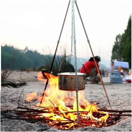  GAOZ Outdoor Wood Stove Lightweight Camping Travel Backpacking Cooking Alloy Tripod Picnic Pot Fire Grill Oven Hanger Stand with Storage Bag