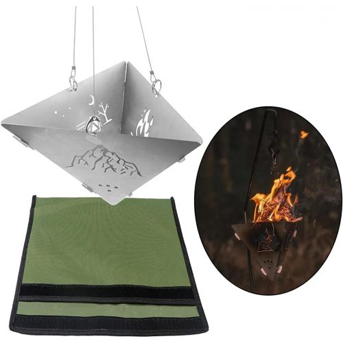  GAOZ Outdoor Wood Stove Outdoor Foldable Stainless Steel Mesh Firewood Furnace Burn Pit Stand Heating Stove Rack Platform Charcoal Camping Stove