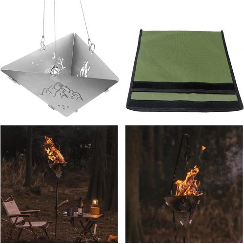  GAOZ Outdoor Wood Stove Outdoor Foldable Stainless Steel Mesh Firewood Furnace Burn Pit Stand Heating Stove Rack Platform Charcoal Camping Stove