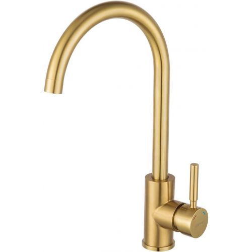  Bar Kitchen Sink Faucet Brushed Gold GAPPO Lead Free Single Handle Bathroom Faucet Prep Kitchen Faucet in Stainless